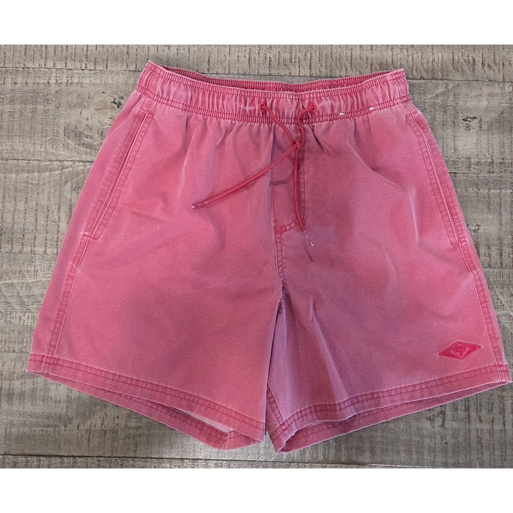 Mens Red Hollister Light Pink/Red Volley-Style Swim Trunks Size XS